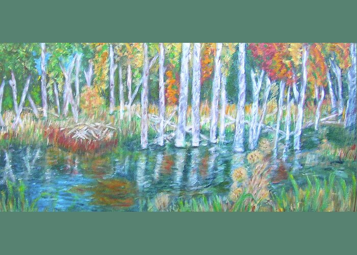 Minnesota Greeting Card featuring the painting Minnesota Autumn by Carolyn Donnell