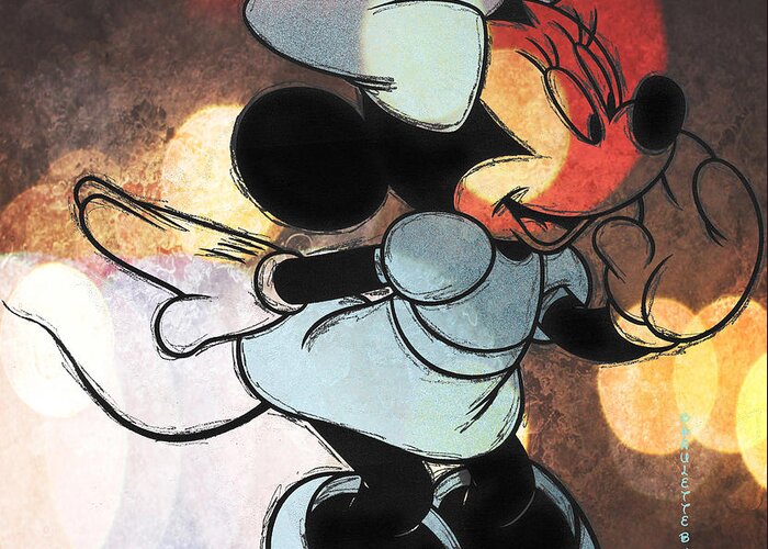 Art Greeting Card featuring the digital art Minnie Mouse sketchy by Paulette B Wright