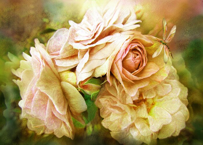 Rose Greeting Card featuring the mixed media Miracle Of A Rose - Yellow by Carol Cavalaris
