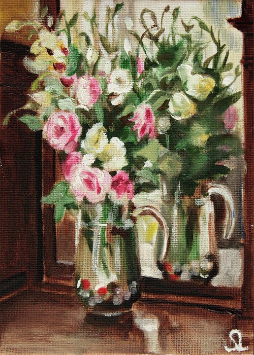Flowers Greeting Card featuring the painting Mirror by Sarah Lynch