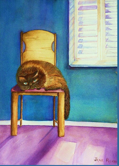 Cat Greeting Card featuring the painting Kitty's Nap by Jane Ricker