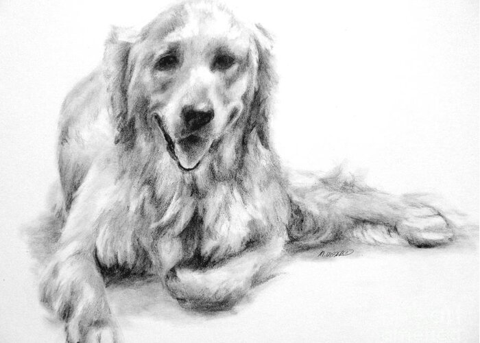 Dog Greeting Card featuring the drawing Miss Maddie by Meagan Visser