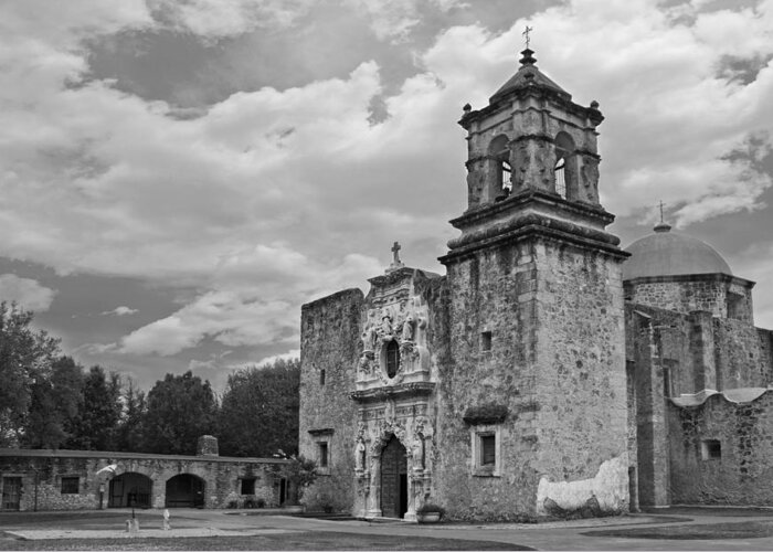 Mission San Jose Bw Greeting Card featuring the photograph Mission San Jose BW by Jemmy Archer