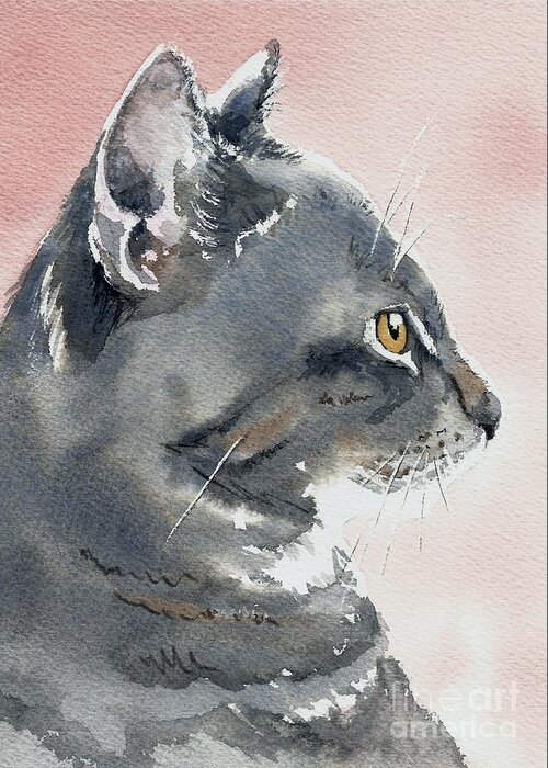 Watercolor Greeting Card featuring the painting Misty in Profile by Lynn Babineau