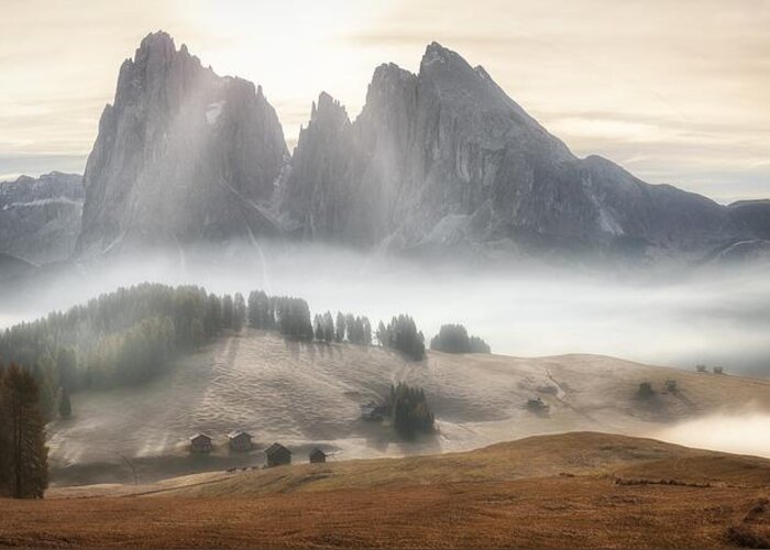 Fog Greeting Card featuring the photograph Misty Mountains by Stan Huang