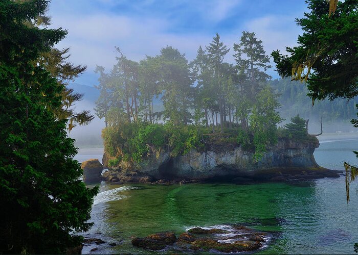 Olympic National Park Greeting Card featuring the photograph Misty Seastack by Greg Norrell
