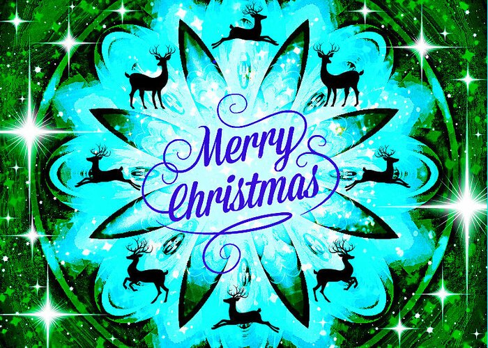 Christmas Cards Greeting Card featuring the digital art Mod Cards - Santa's Reindeer - Merry Christmas by Aurelio Zucco