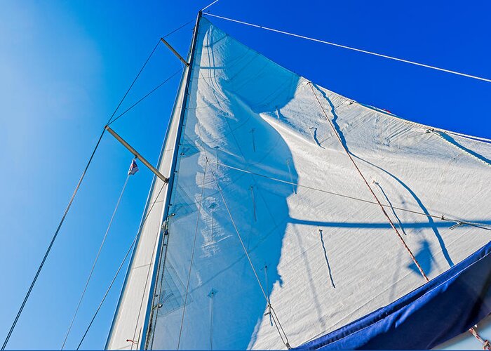 Spreaders Greeting Card featuring the photograph Modern Yacht main sail by Marek Poplawski