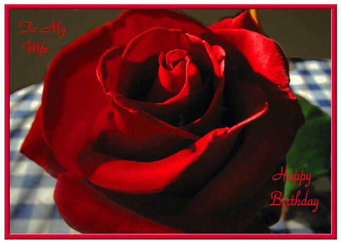 Rose Greeting Card featuring the photograph Mom's Red Rose Happy Birthday Wife by Joyce Dickens