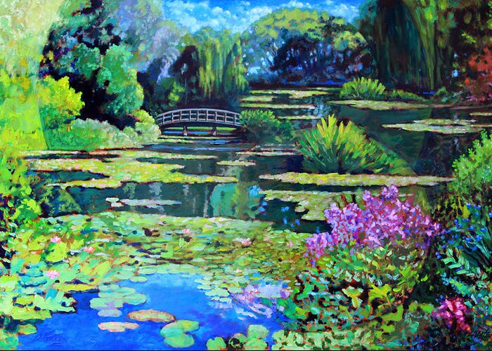 Monet's Garden Greeting Card featuring the painting Monet's World by John Lautermilch
