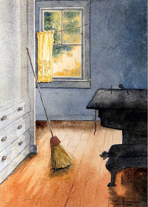 Stove Greeting Card featuring the painting Monhegan Kitchen by Roger Rockefeller