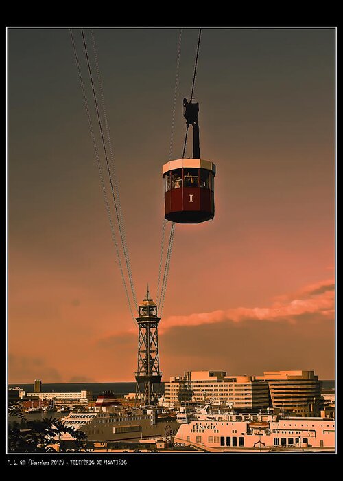 Aircraft Greeting Card featuring the photograph Montjuic cable car by Pedro L Gili