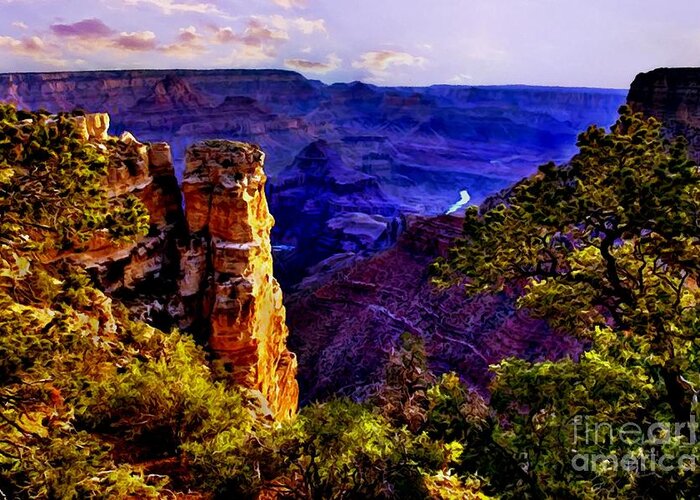 Angel Greeting Card featuring the digital art Monument to Grand Canyon by Bob and Nadine Johnston