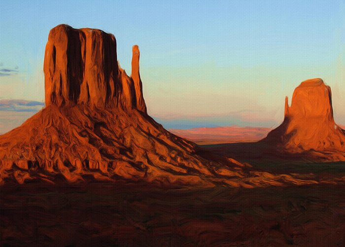 Monument Valley Greeting Card featuring the painting Monument Valley 2 by Inspirowl Design