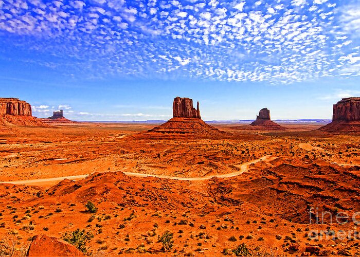 Landscape Greeting Card featuring the photograph Monument Valley by Jason Abando