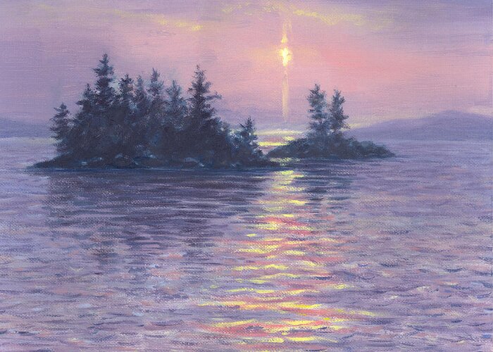 Lake Greeting Card featuring the painting Moon Beam by Richard De Wolfe