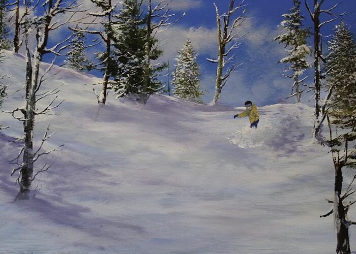 Snow Greeting Card featuring the painting Moon Dance by Ken Ahlering