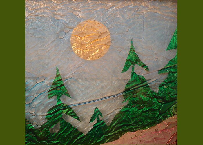 Glass Art Greeting Card featuring the painting Moon Mist by Rick Silas