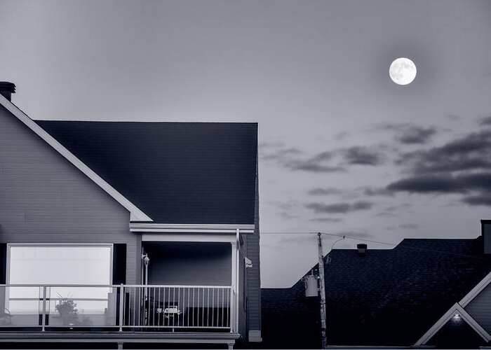 Architecture Greeting Card featuring the photograph Moonlight in Suburbia by Robert Knight