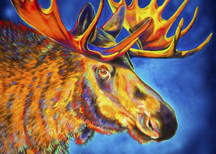 Moose Greeting Card featuring the painting Moose Blues by Teshia Art