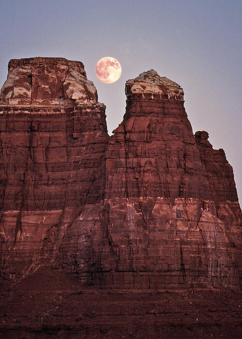 Moon Greeting Card featuring the photograph Moonrise in Utah by Christopher McKenzie