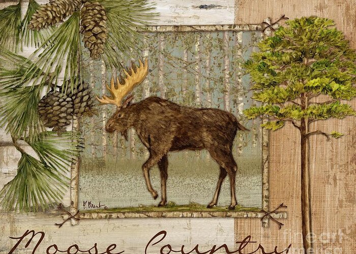 Lodge Greeting Card featuring the painting Moose Country by Paul Brent