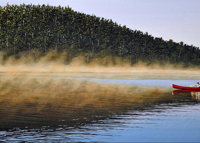 Lake Greeting Card featuring the painting Moose Lake Paddle by Kenneth M Kirsch