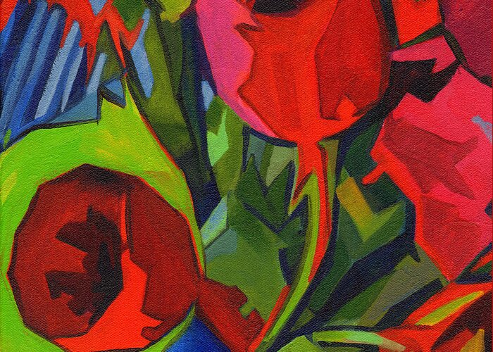 Tanya Filichkin Greeting Card featuring the painting More Red Tulips by Tanya Filichkin