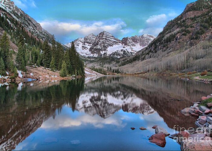 Maroon Bells Greeting Card featuring the photograph Morning At The Bells by Adam Jewell
