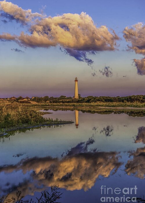 Architecture Greeting Card featuring the photograph Morning Clouds at Cape May Light by Nick Zelinsky Jr