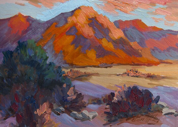 La Quinta Cove Greeting Card featuring the painting Morning Has Risen by Diane McClary