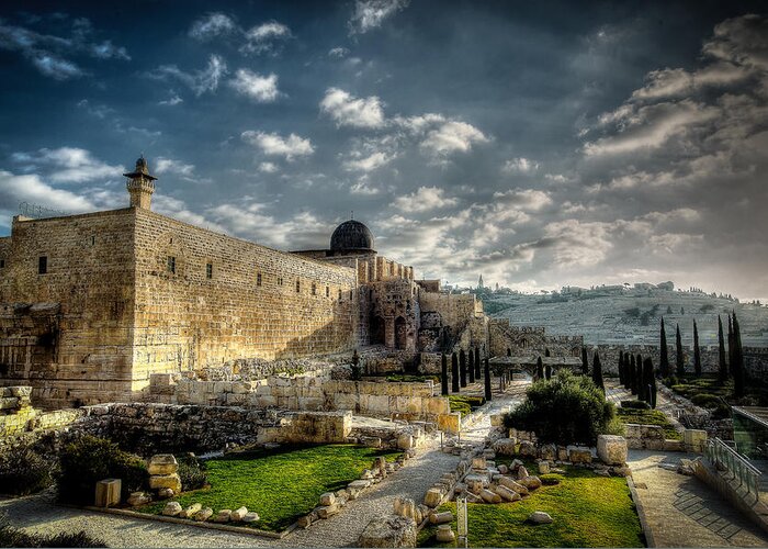 Israel Greeting Card featuring the photograph Morning in Jerusalem HDR by David Morefield
