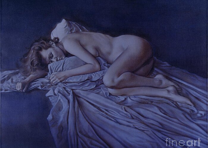 Nude Greeting Card featuring the painting Morning Light - after Danaid by Ritchard Rodriguez
