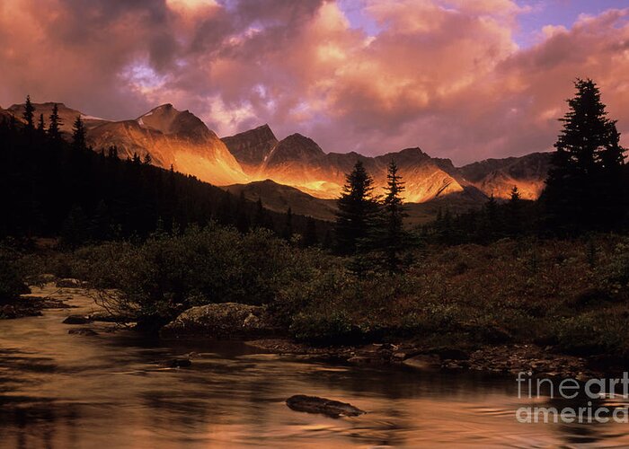 Mountain Greeting Card featuring the photograph Morning Light Maligne Pass by Bob Christopher