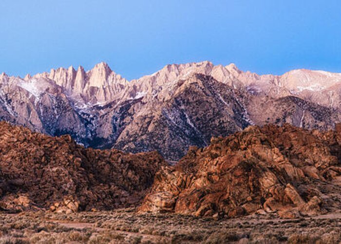 Sierras Greeting Card featuring the photograph Morning Light Mount Whitney by Anthony Michael Bonafede