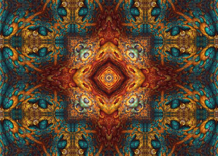 Kaleidoscope Greeting Card featuring the digital art Moroccan Fantasy No 2 by Charmaine Zoe
