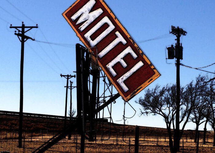 Motel Greeting Card featuring the digital art Motel - Route 66 by David Blank