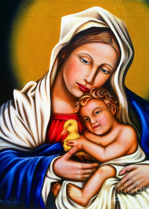 Mother Greeting Card featuring the painting Mother and Child by Ruben Archuleta - Art Gallery