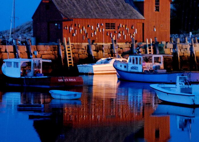 Motif #1 Greeting Card featuring the photograph Motif Number One - Rockport Mass by Jacqueline M Lewis