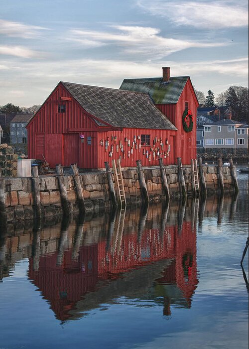 Motif Number One Rockport Lobster Shack By Jeff Folger Greeting Card featuring the photograph Motifs long reflection by Jeff Folger