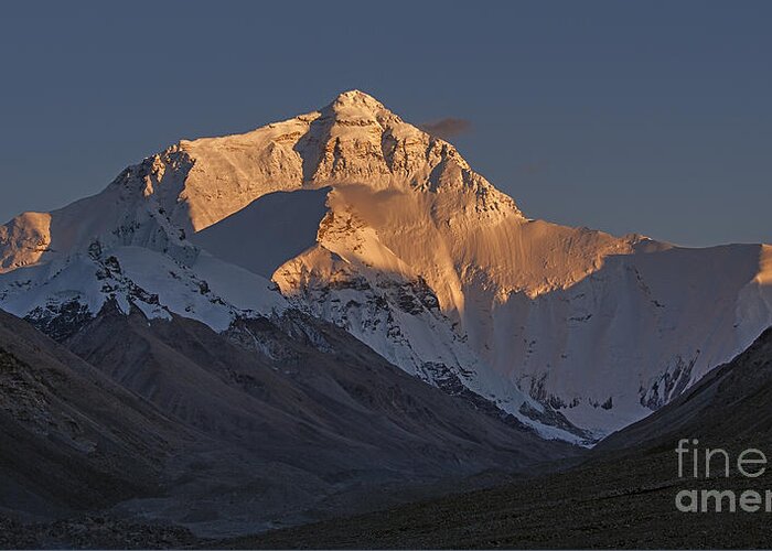 Everest Greeting Card featuring the photograph Mount Everest at dusk by Hitendra SINKAR