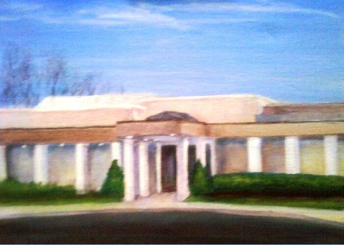 Mount Laurel Greeting Card featuring the painting Mount Laurel Library by Sheila Mashaw