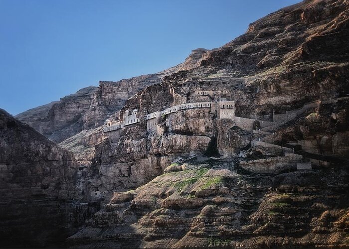 Israel Greeting Card featuring the photograph Mount Of The Temptation Monastery Jericho Israel by Mark Fuller