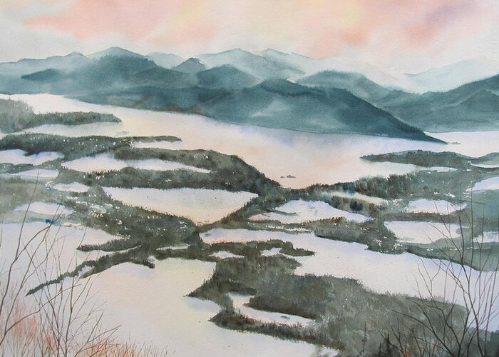 Mount Philo Charlotte Vermont Greeting Card featuring the painting Mount Philo Winter by Amanda Amend