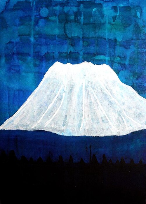 Mountain Greeting Card featuring the painting Mount Shasta original painting by Sol Luckman