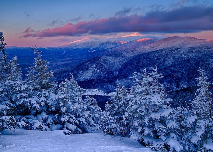 Amc Greeting Card featuring the photograph Mount Washington In The Evening Light From Mt Avalon by Jeff Sinon
