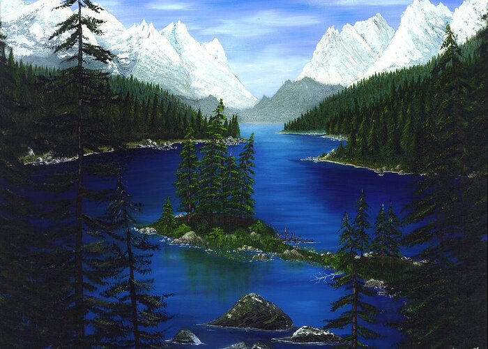 Mountain Greeting Card featuring the painting Mountain Lake Canada by Patrick Witz