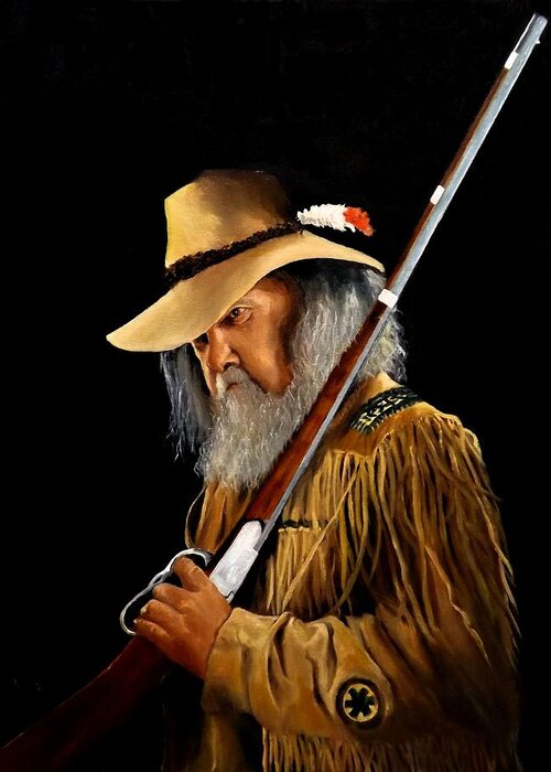 Mountain Man Greeting Card featuring the painting Mountain Man by Barry BLAKE