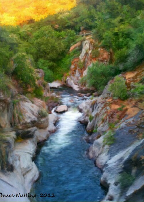 Water Greeting Card featuring the painting Mountain Stream by Bruce Nutting