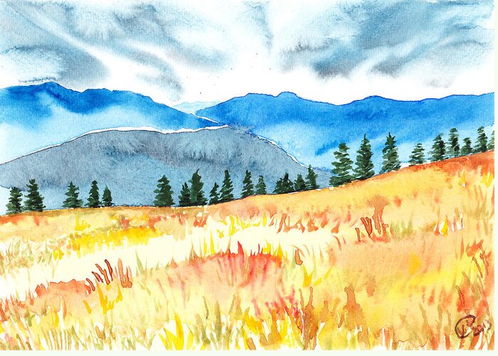 Painting Greeting Card featuring the painting Mountain View by Kate Black